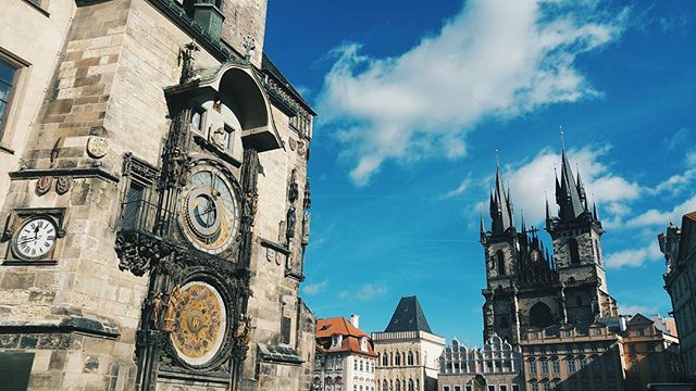 Astronomical Clock and Church of Our Lady before Týn, Old Town, Prague