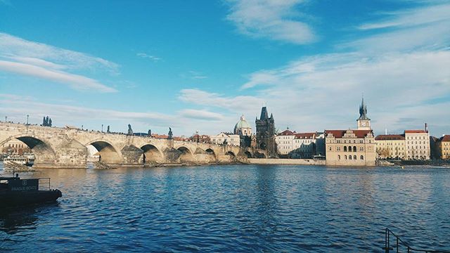 A view of Charles Bridge from the Vltava River, Prague