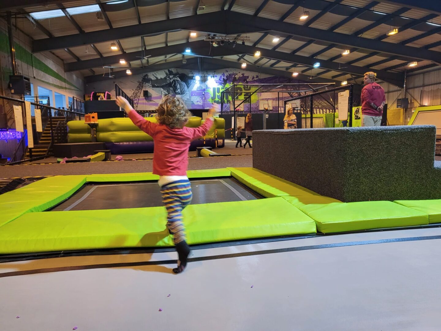 Burning energy by trampolining with a toddler at Jump Inc Bicester - trampolines